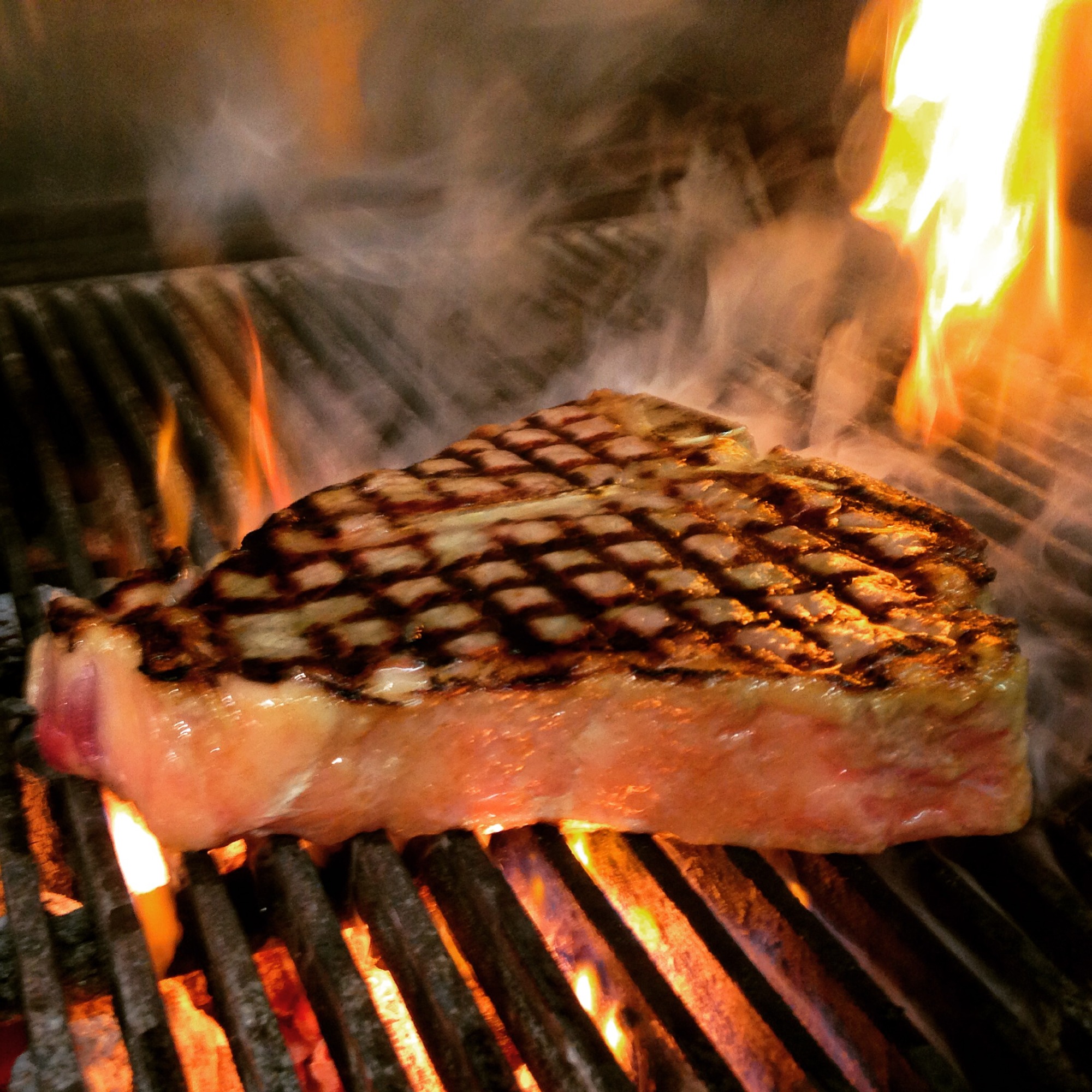 Stake on grill